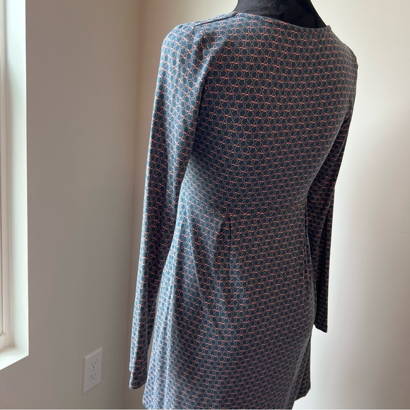 Boden Navy & White Geo Floral Empire Waist Dress Jersey Knit Stretch UK12/US8 - Picture 10 of 12